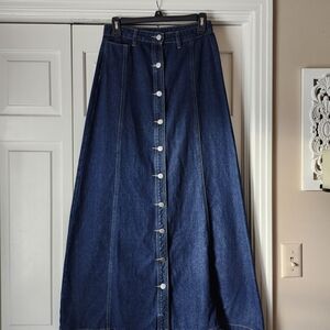 NEW SHEIN Button-Front Denim Maxi Skirt